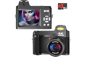 VMOTAL 4K Digital Camera for Photography 48MP Vlogging Camera for YouTube, Macro Camera with 18X Digital Zoom/ 3" IPS Screen/Anti Shake/Flash/MicroSD Card, 4K Video Compact Travel Camera