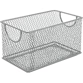 Ybm Home Mesh Storage Box, Silver Mesh Great for School Home or Office Supplies, Books, Computer Discs and More (1, 7.75 x 4.3 x 4.3)