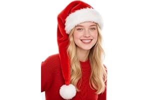 HIKKCOS Long Santa Hats Xmas Velvet Christmas Hats for Adults Keep Warm Winter Christmas Costume