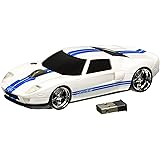 Roadmice Optical Computer Wireless Radio Frequency USB 800 DPI Scroll Wheel Car Mouse Ford GT, White/Blue