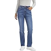 Metietila Womens Classic Jeans Straight Leg Stretchy Mid Rise Denim Pants