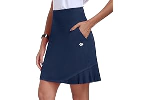 MoFiz Women 18" Knee Length Golf Tennis Skirt Skort with Short Pleated Workout Casual Work Dress