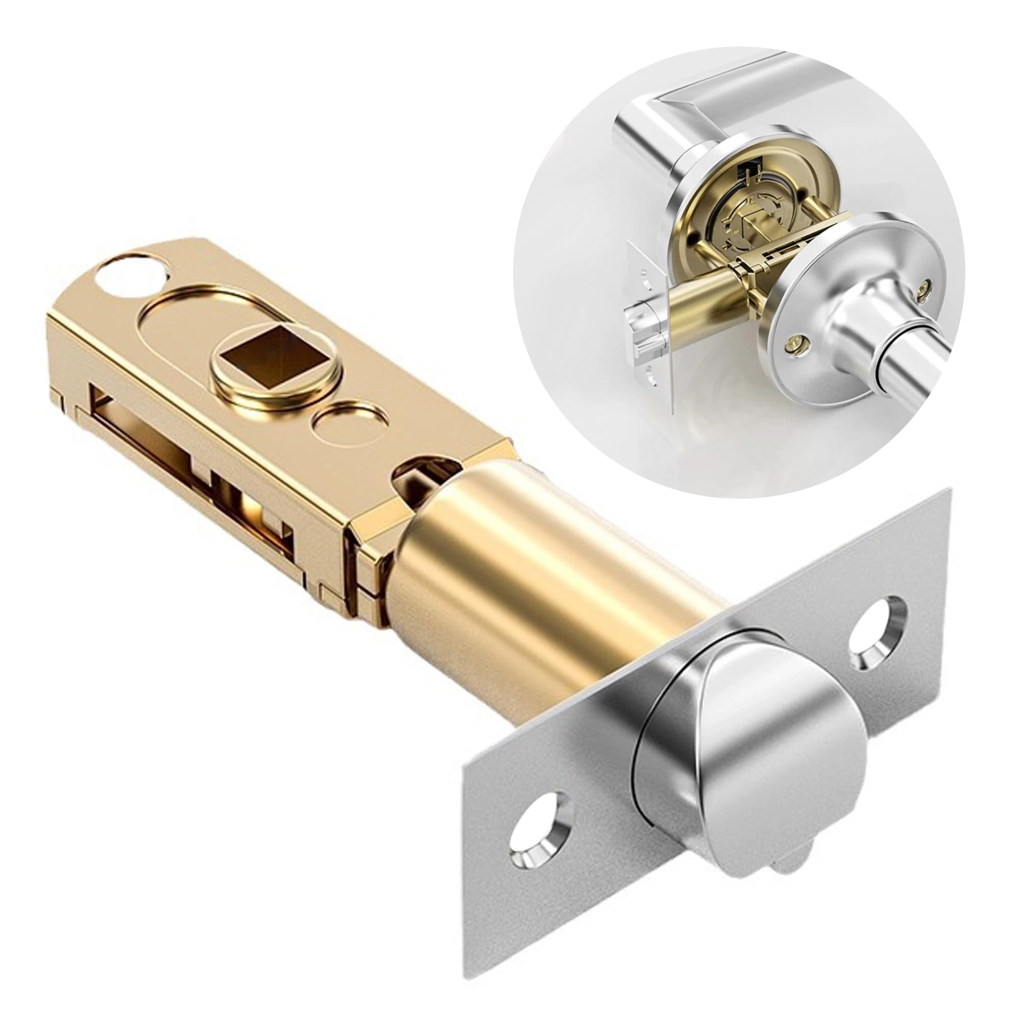 Photo 1 of Mortice Latch 60/70mm Adjustable Passage Door Latch with Steel Panel Tubular Latch for Internal Doors Knob Lock Lever Door Handles