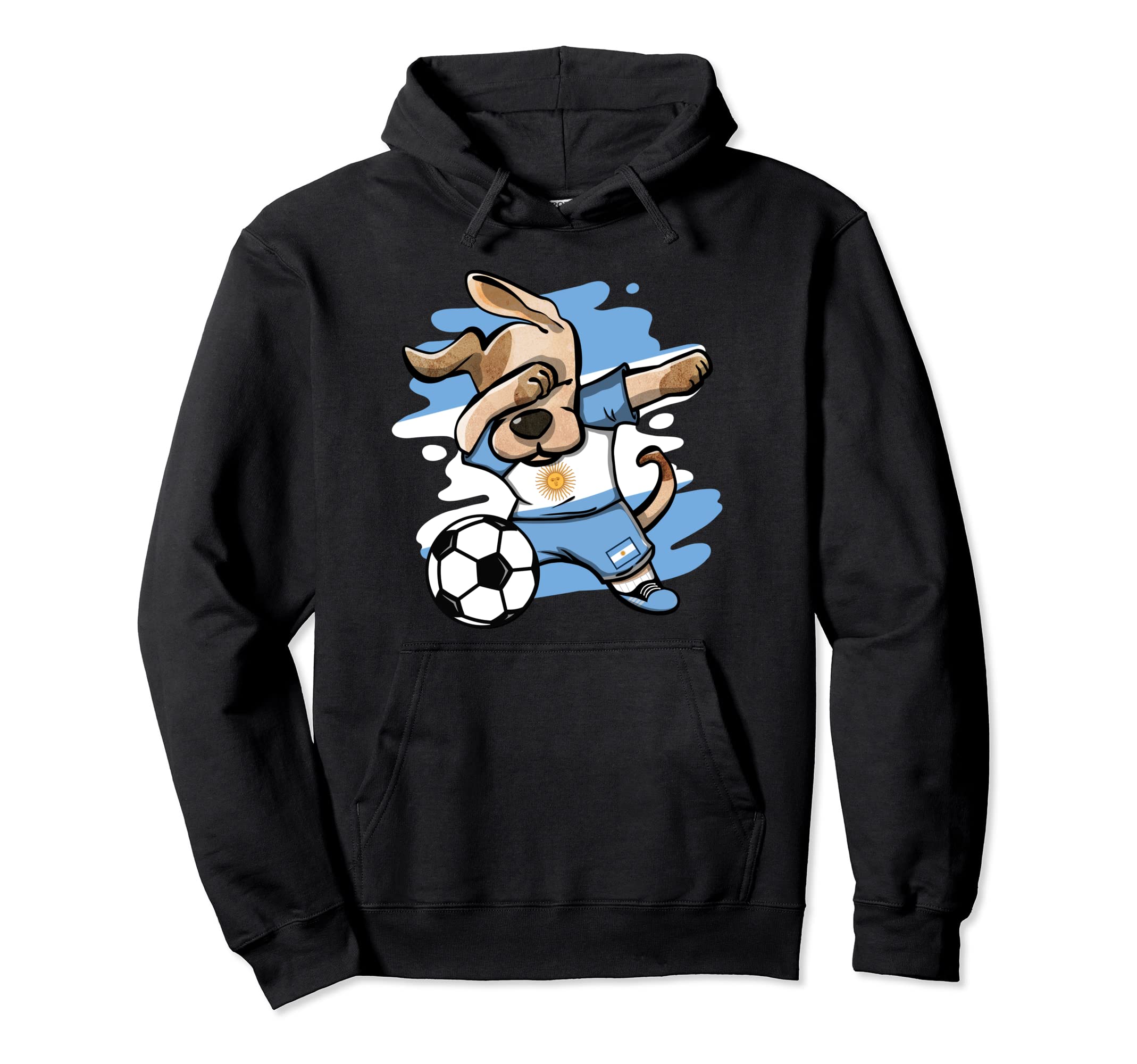 Dabbing Dog Argentina Soccer Fans Argentinian Flag Football Pullover Hoodie