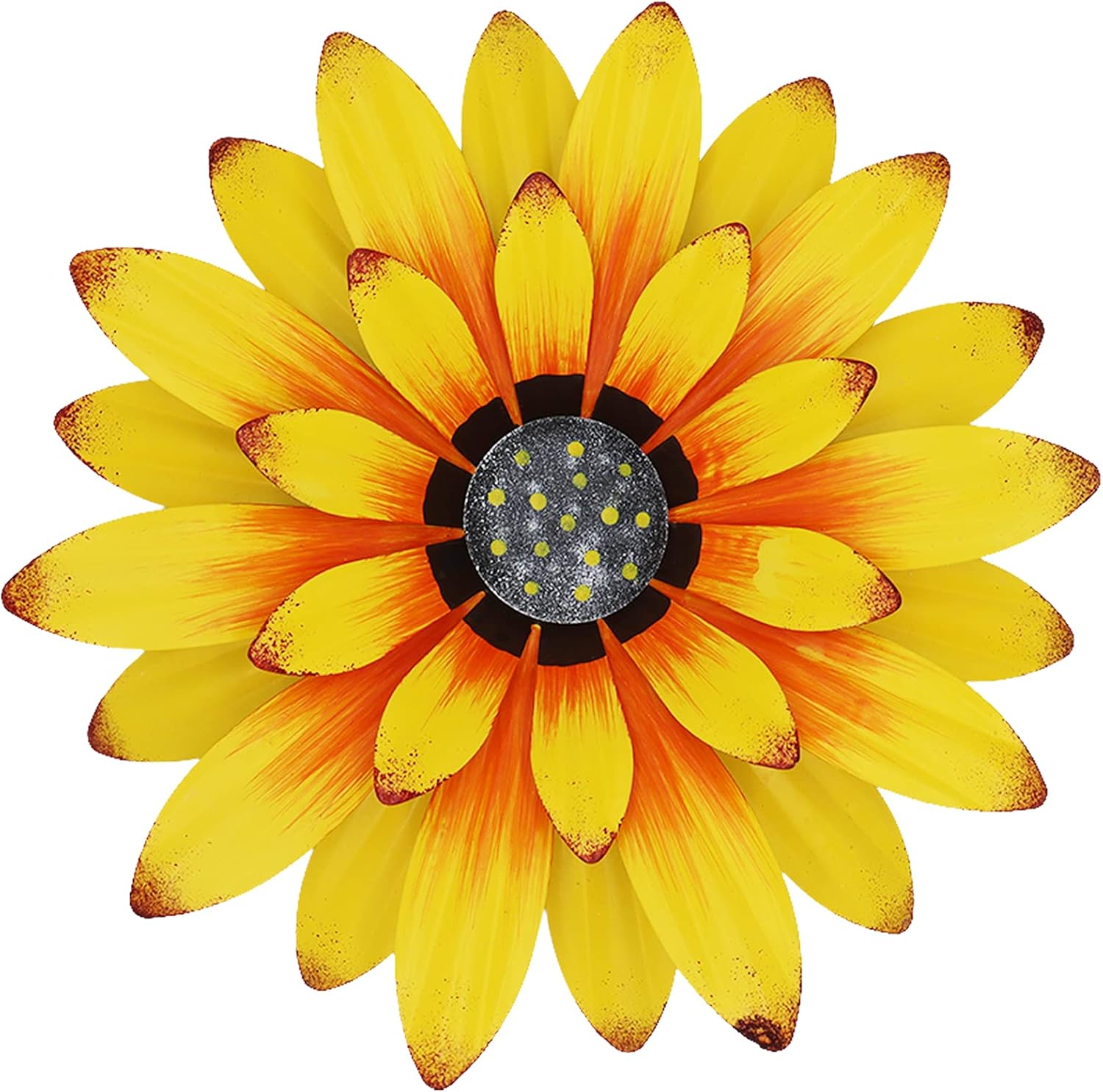 Plaques & Wall Art - aboxoo Wall Sculptures Colorful Art Metal Flower Boho Style Home Decoration for Bathroom Living Room Bedroom or Porch Patio Fence 13inch (Yellow Daisy Flower)