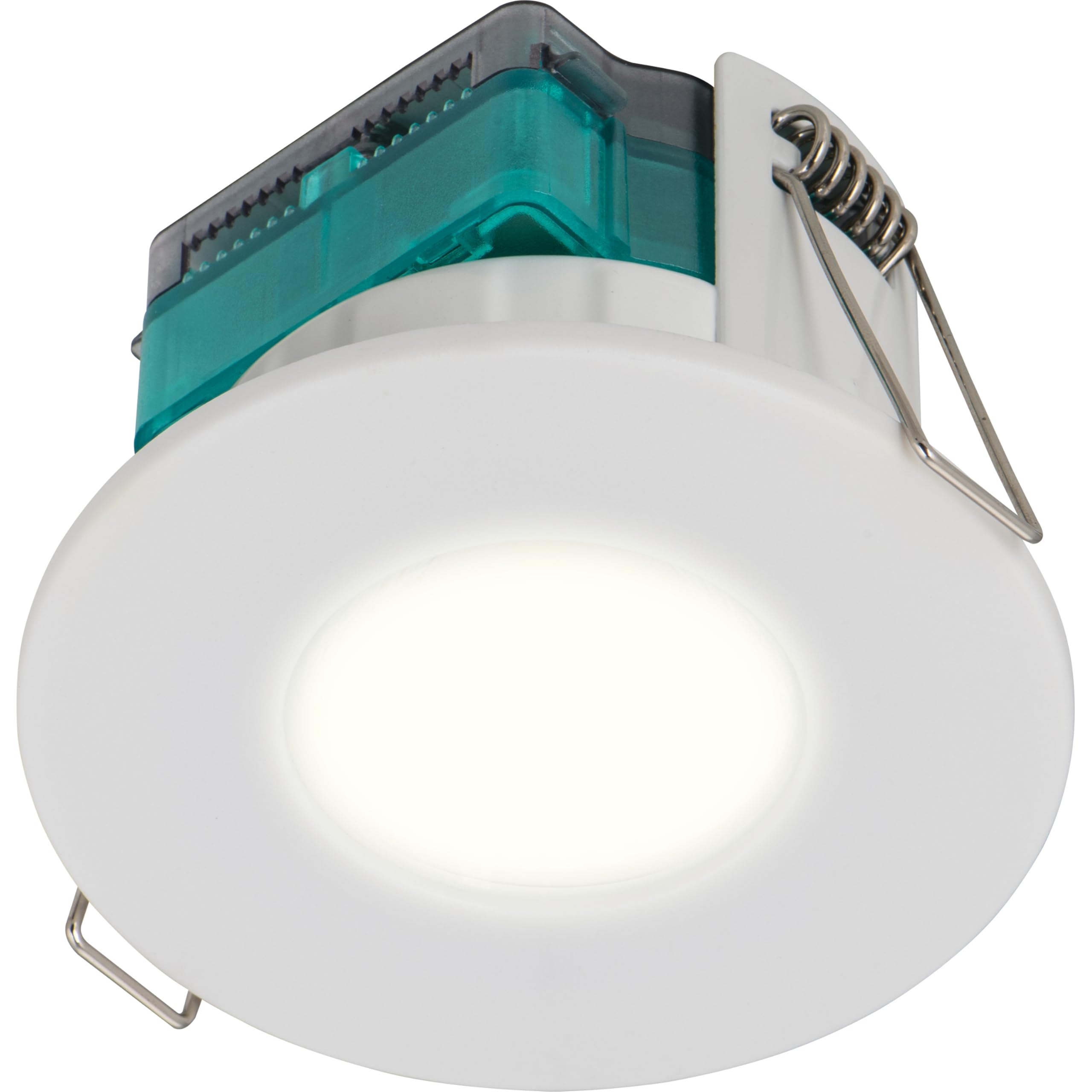 Luceco LED Flat Downlight, Warm White Light Colour Temperature, Fire Rated, Dimmable, Spotlight for Bathrooms and Kitchens, FType Essence, White, IP65, 5W, 515lm, 3000K, EFT5W30