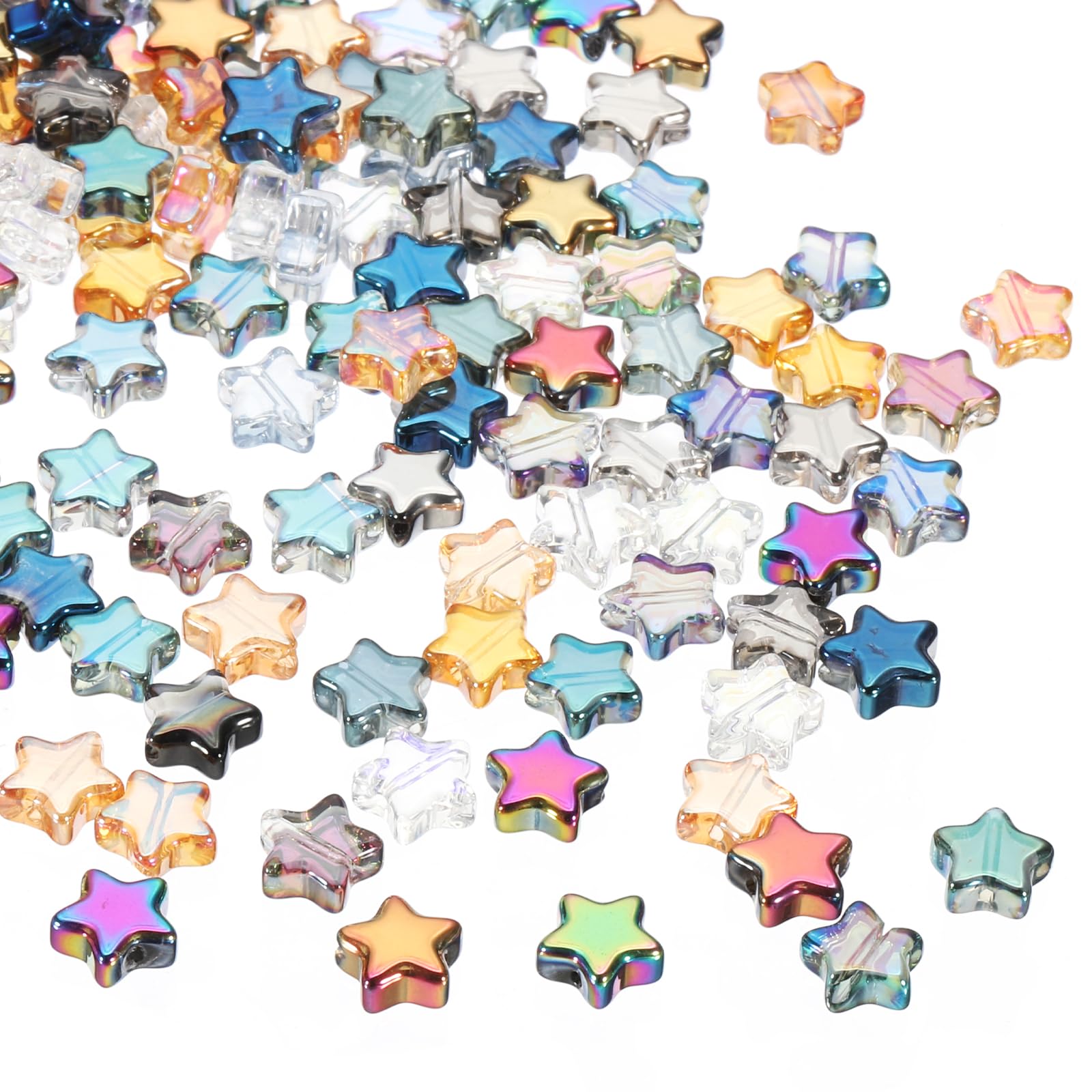 PATIKIL 8mm Crystal Star Beads, 100 Pcs Glass Spacers Bead Star Shaped Charm Pendants for Jewelry Making Bracelet Necklace DIY, Mix Color