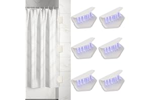 HENGI Magnetic Silicone Shower Curtain Clips for Liners, Self-Adhesive Waterproof Splash Guards, Strong Magnet Curtain Holders Keep Liner Sealed to Wall, Windproof Easy Installation No-Drill 6 Pack White