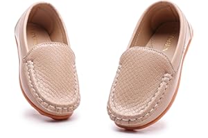 LONSOEN Toddler/Little Kid Boys Girls Soft Synthetic Leather Loafer Slip-On Boat-Dress Shoes/Sneakers