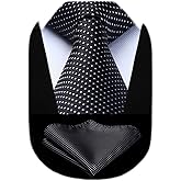 HISDERN Mens Ties Plaid Tie and Pocket Square Set Classic Woven Formal Checkered Neckties & Handkerchief Wedding Party