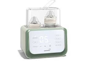 Baby Bottle Warmer, Grownsy 8-in-1 Fast Milk Warmer with Timer Breastmilk or Formula, Fits 2 Bottles, Accurate Temperature Control, with Defrost, Sterili-zing, Keep, Heat Baby Food Jars Function