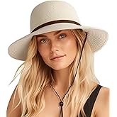 FURTALK Womens Wide Brim Sun Hat with Wind Lanyard UPF Summer Straw Sun Hats for Women