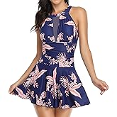 SWSMCLT Women's One Piece Swimdress Skirted Swimsuit Long Torso Tummy Control Bathing Suit