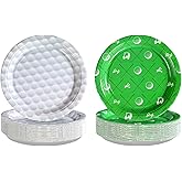 Grencian 50Pcs Golf Party Paper Plates 9" Disposable Heavy Duty Glolf Ball Club Themed Dessert Paper Plates White and Green Ball Club for Wo Men Par-Tee Sports Birthday Party Supplies