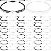 Inbagi 30 Pcs Cross Bracelet Cross Friendship Bracelet Handmade Adjustable Nylon Braided String Rope Jesus Christian Bracelets for Women Men Boy Girls Baptism BFF Lucky Gifts(Black and White)