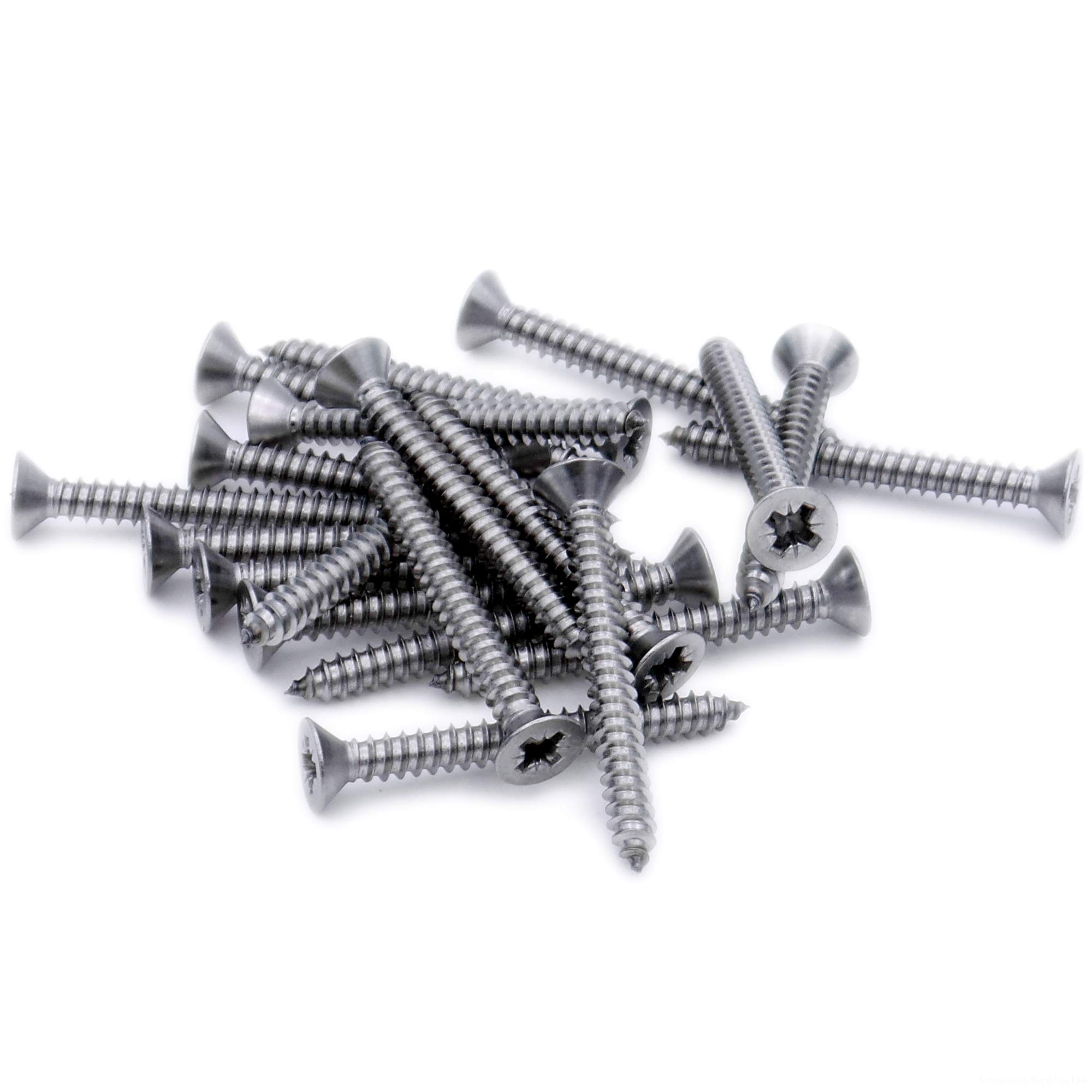 No.7 x 1.5 (3.9mm x 38mm) Pozi Countersunk Self-Tapping Screw - Stainless Steel (A2) (Pack of 20)