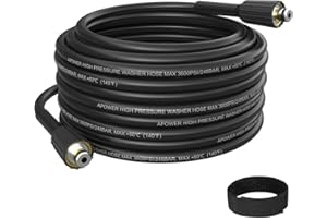 APOWER PVC Pressure Washer Hose 50FT x 1/4", 3600 PSI Power Washer Extension Hose, High Pressure Water Hose Replacement for Home Use, Heat Resistant with M22-14mm Connect Adapters