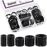 Swpeet 60 Pcs Black Assorted Multi-Purpose Metal Keychain Rings Split Keyrings Flat O Ring for Home Car Keys Attachments Keys Pendants - 20mm, 25mm, 30mm, 35 mm, 38 mm