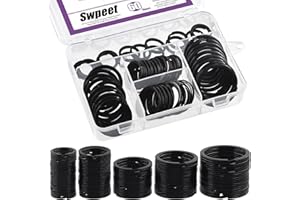 Swpeet 60 Pcs Black Assorted Multi-Purpose Metal Keychain Rings Split Keyrings Flat O Ring for Home Car Keys Attachments Keys Pendants - 20mm, 25mm, 30mm, 35 mm, 38 mm