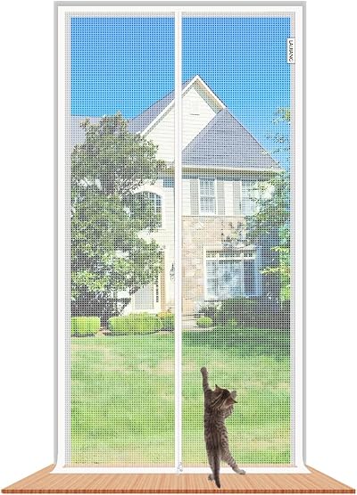 LAIJIANG Reinforced Cat Screen Door 90x210cm Thickened Mesh with Zipper
