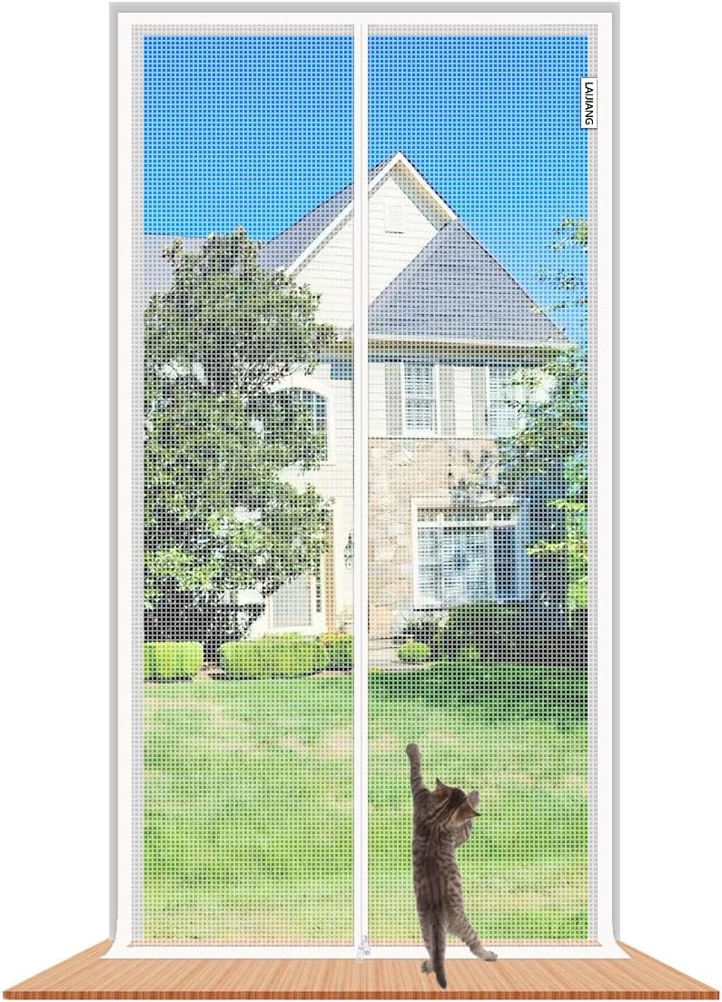 LAIJIANG Reinforced Cat Screen Door 90x210cm Thickened Mesh with Zipper