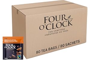 Four O'Clock Organic Fairtrade Chai Tea Chocolate Spice, Non-GMO, Kosher, Gluten-Free, 80 Count, 376g
