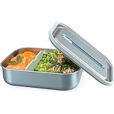 Bentgo MicroSteel Leak-Proof Lunch Box - Microwave-Safe, Oven-Safe, Bento-Style Container with Removable Divider, Airtight Lid, Sustainable Design, Odor & Stain Resistant (Aqua)