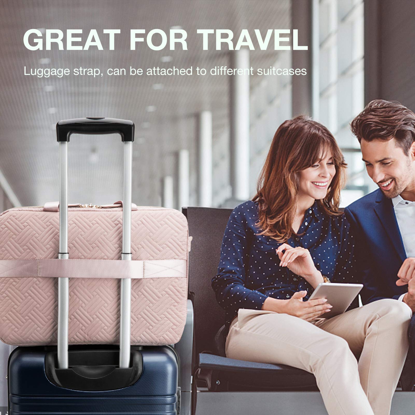 BAGSMART Laptop Bag for Women, 15.6 Inch Computer Bag, Carrying Case,Laptop Business Briefcase,Office Travel Work,Pink