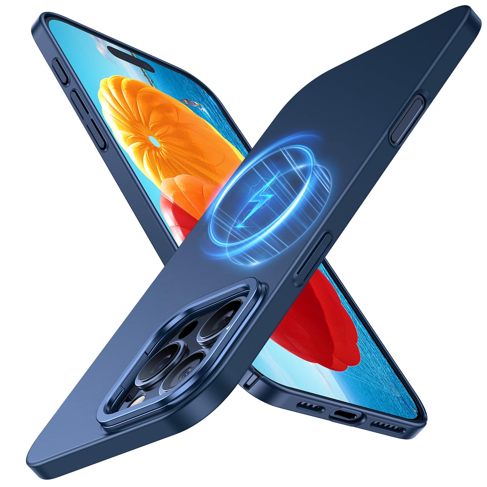 TORRAS Ultra Thin for iPhone 16 Pro Max Case, Compatible with MagSafe, Invisible Camera Stand, Velvety Touch & Elegant Look, Protective Slim for iPhone 16 Pro Max Cover - Blue