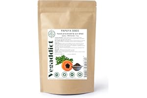 VEGADDICT 100% Natural Sun Dried Papaya Seeds | High Papaya Enzyme (Papain) Content | No Additives | Vegan | Laboratory Tested | Gluten & Lactose Free | Ethycally sourced (Approx 1000 kernels ~ 15g)