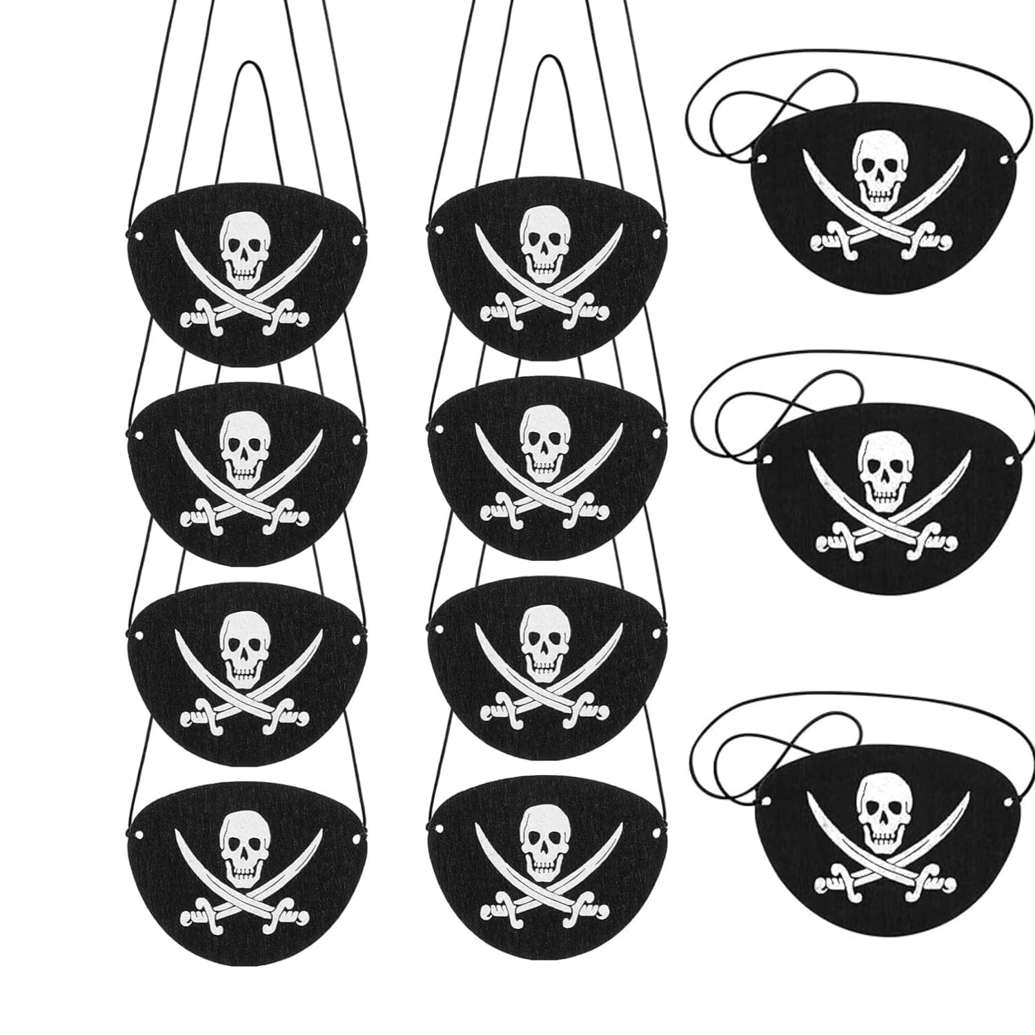 ZHAOYCSH 30 Pack Black Pirate Eye Patches, One Eye Skull Captain Eye Mask for Halloween Cosplay Party, Carnival Theme Costume Accessories for Adults and Kids Favors, Felt Material Eye Cover