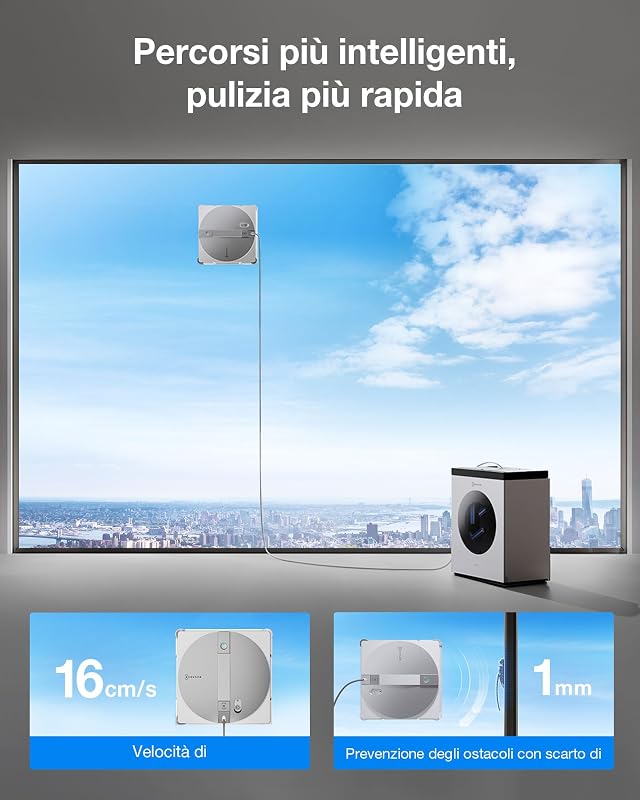 WINBOT W3 OMNI Robot Lavavetri con Stazione Multifunzione, Lavaggio Automatico del Panno, Pulizia Intelligente fino al Bordo, Nebulizzazione a Triplo Ugello, Controllo tramite App