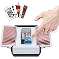 KNEBAD 1-2 Decks Automatic Card Shuffler, One Button Automatic and Manual Mode, Portable Low- Noise Electric Shuffling Machine, Suitable for UNO, Poker, Phase 10, Skip-Bo, Card Games