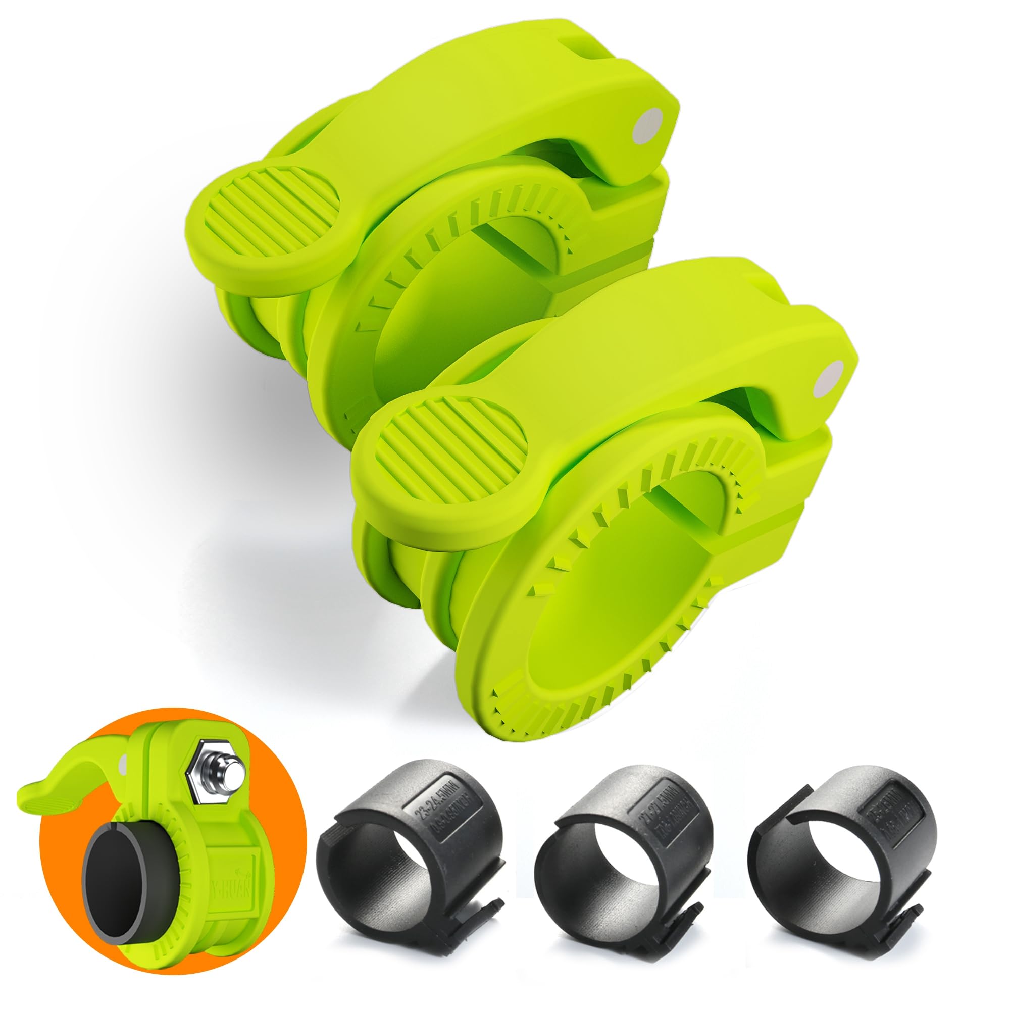 ZY-HUAN Mini Barbell Clips 1 inch I Multi-Size Adjustable Barbell Collar I 1 inch Barbell ClampsIQuick Release Weight Clips Pair of Locking for Dumbbell Bar (GREEN)