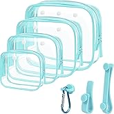 4 Pack Clear Toiletry Bags, Portable Travel Makeup Pouch with Zipper, TSA Approved Organizer, Clear Pouch Bags Compatible With Bogg Bag Divider Accessories(Clear Blue)