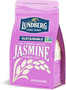 Lundberg Jasmine Rice, Long Grain White Rice - Non-Sticky, FluffyAromatic Rice, Sustainably Grown in California, Pantry Stapl