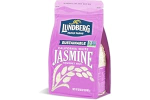 Lundberg Jasmine Rice, Long Grain White Rice - Non-Sticky, Fluffy Aromatic Rice, Sustainably Grown in California, Pantry Staples, 32 Oz