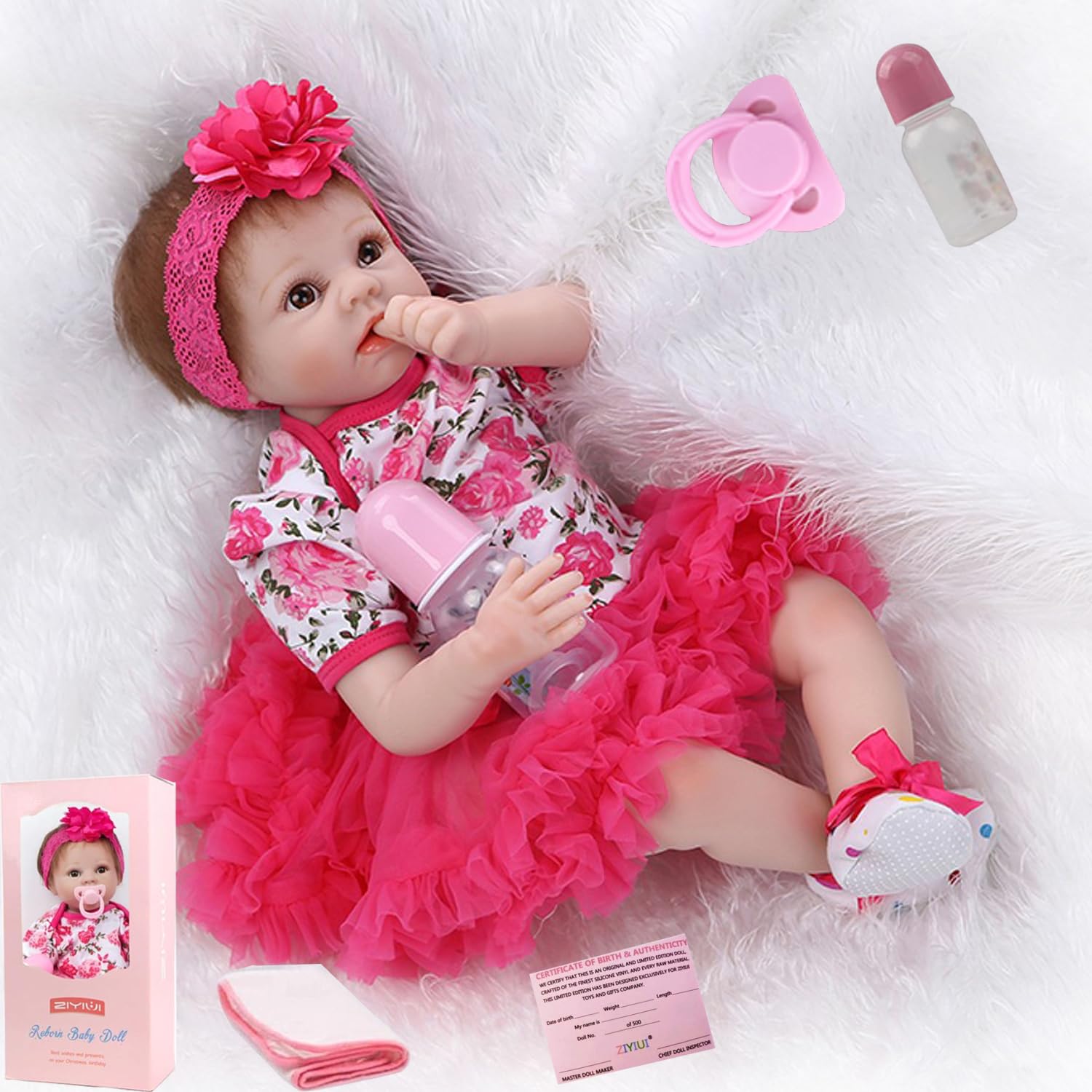 ZIYIUI 22 inch 55 cm Reborn Dolls Baby Girls Lifelike Soft Silicone Vinyl Reborn Babies That Look Real Newborn Reborn Doll Toddler Girl Toy Birthday Xmas Gift Age 3+