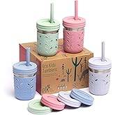 Elk and Friends Stainless Steel Cups | 10 oz Mason Jar Design | Kids & Toddler Cups with Silicone Sleeves & Straws with Stopp