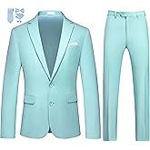 MOGU Mens Slim Fit Suit 2 Piece Tuxedo for Prom Business Wedding Dance (Suit Jacket + Pants)