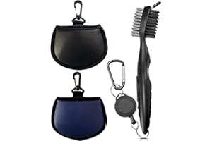 Golf Ball Cleaner Pouch with Clip and Brush Set, Portable Club Cleaning Kit Golf Pocket Ball Washer Pouch Accessories for Men