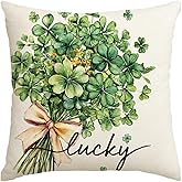 AVOIN colorlife St Patricks Day Lucky Clovers Bouquet Throw Pillow Cover, 18 x 18 Inch Shamrock Cushion Case Decoration for Sofa Couch
