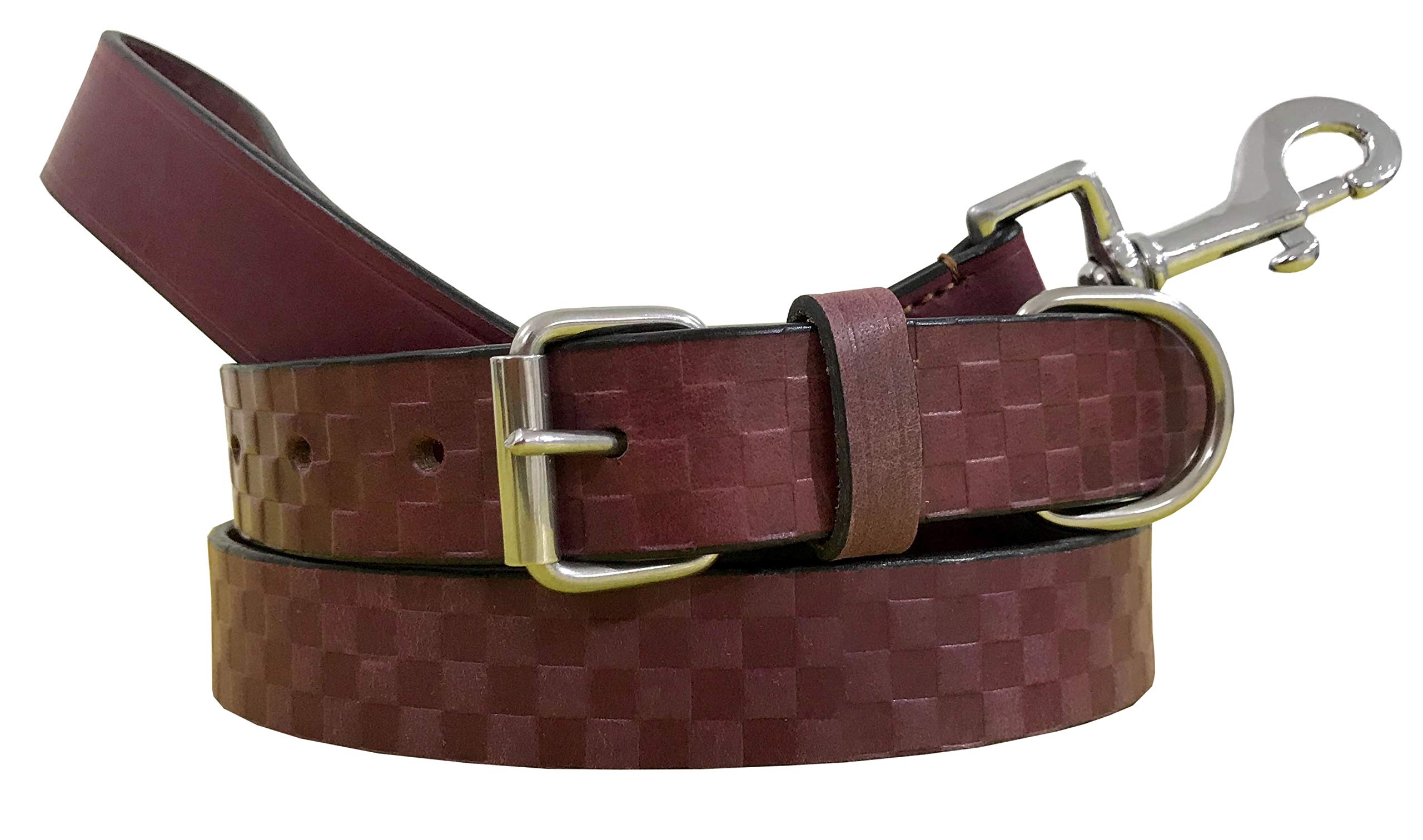 BRADLEY CROMPTON Genuine Leather Matching Pair Dog Collar and Lead Set L