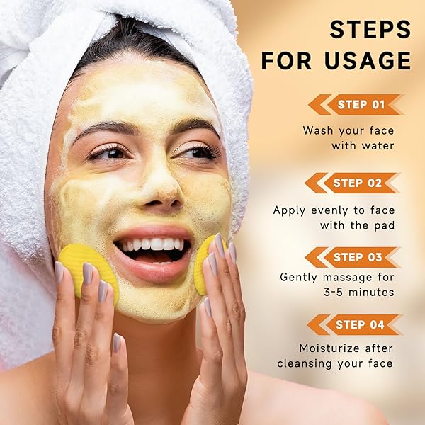 PUMKOT TURMERIC KOJIC ACID CLEANSING PADS, TURMERIC FACE SCRUB PADS ENRICHED WITH KOJIC ACID AND TURMERIC, 60PCS