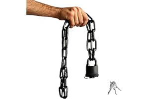 Urban August Security Chain Hardened 8mm Thick with a Weather-Resistant Pad Lock - Stainless Steel Heavy Duty Chain Lock for Gate Bike Generator Fence Outdoor - Anti-Rust Galvanized Steel (Black)