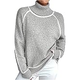 RoseSeek Women's Striped Turtle Neck Sweater Long Sleeve Knit Pullover Sweaters Fall Outfits