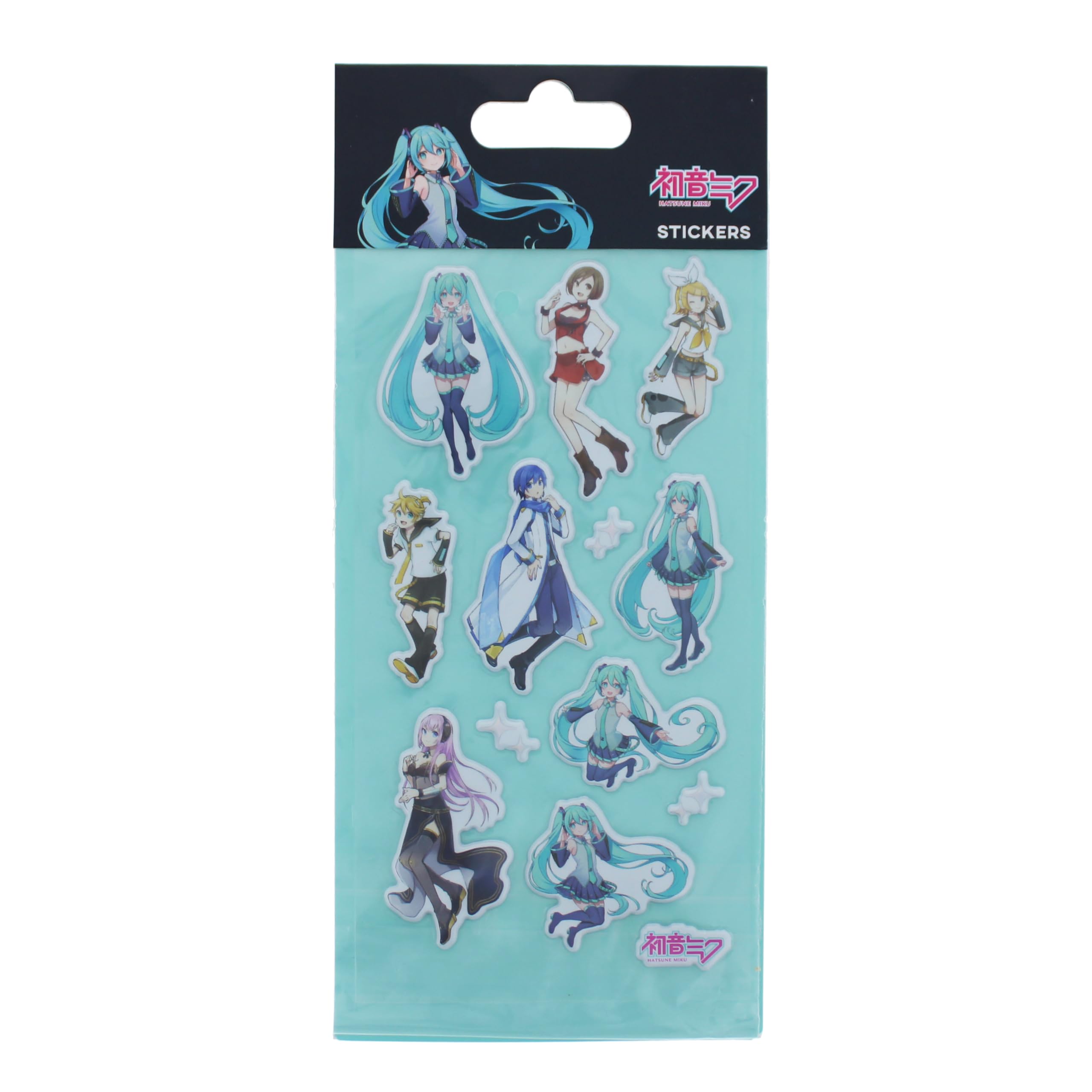 Hatsune Miku Sticker Set | Sheet of 9 Puffy Scrapbook Stickers | Cute Party Bag Fillers | Hatsune Miku Gifts & Stationery