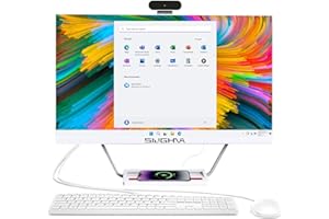 SIUGHVA All-in-One Desktop Computer 24" FHD Display PC, i7 Quad-Core Windows 11, 16GB RAM, 512GB SSD, Wireless Charging Function, Wired Keyboard & Mouse, RGB Speaker & Webcam, White (i7/16G/512G)
