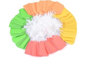 Brothersbox Color Tags with String, 1000pcs Matte Surface Price Tags Label for Yard Garage Sales Gift Handmade Stuff Jewelry Clothing, Red Yellow Green Orange 3.6 x 2.8cm (1.75 x 1.093 inch)