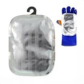 WeldingStop Hand Heat Shield High Temp Leather Pad Aluminized Back Leather | Welding Gloves Split Cowhide Leather Welding Hand Pad Heat Deflector Glove Protector for High Temperature Welding Application